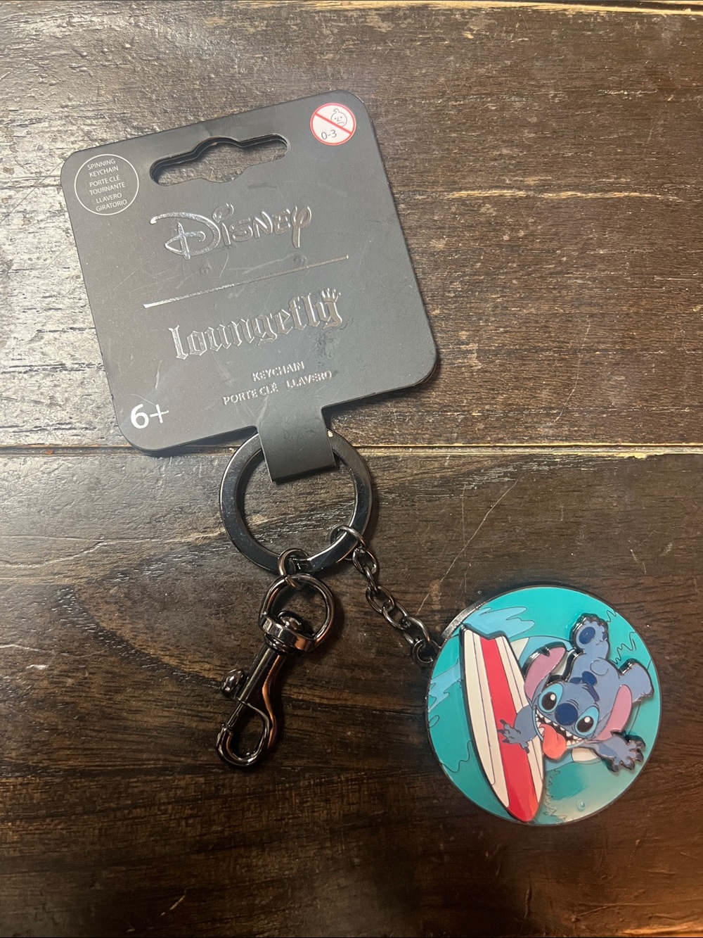 Stitch Surfing Teal Keychain